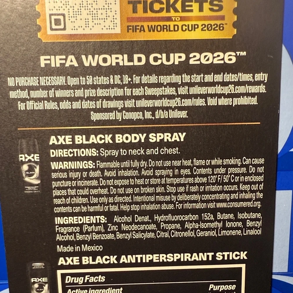 NEW! AXE Black Men's Body Care 4 Piece Set Body Wash, Spray, Deodorant, Socks